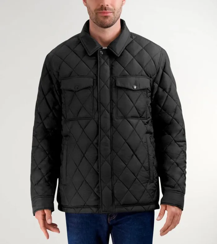 Men Cold Weather Jackets Cole Haan Diamond Quilted Jacket Black