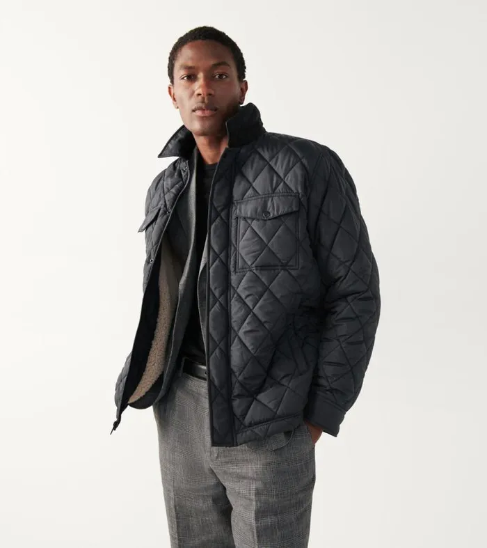 Men Cold Weather Jackets Cole Haan Diamond Quilted Jacket Black