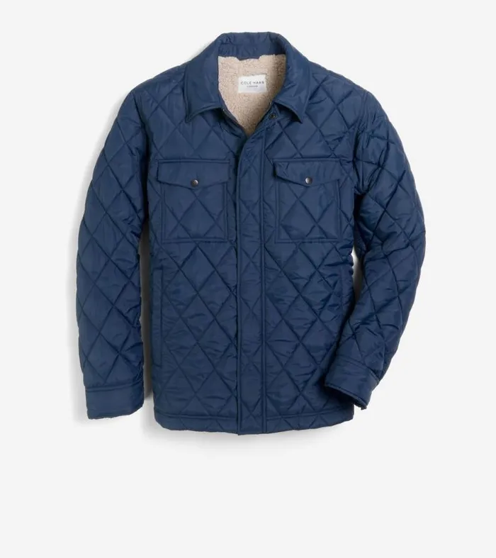 Men Cold Weather Jackets Cole Haan Diamond Quilted Jacket Navy