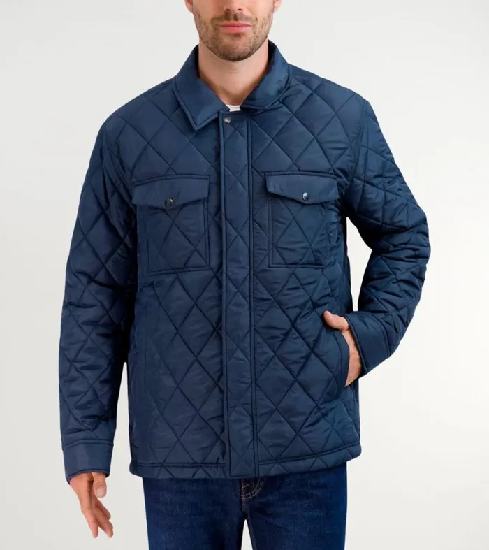 Men Cold Weather Jackets Cole Haan Diamond Quilted Jacket Navy