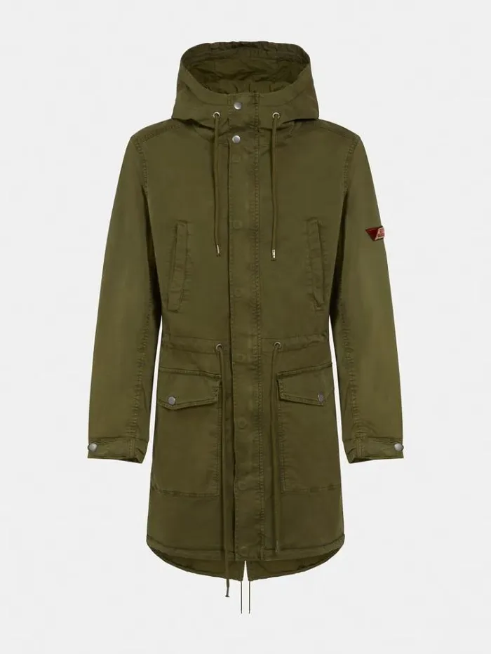 Men Cotton Parka Green Guess Coats And Jackets