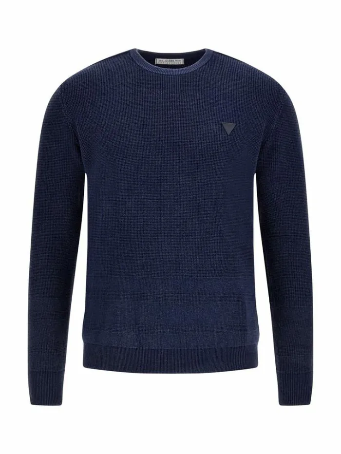 Men Crew Neck Sweater Blue Guess Knitwear And Sweatshirts