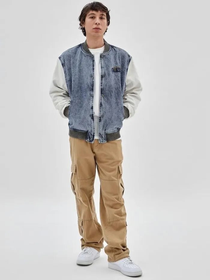 Men Denim Bomber Jacket Blue Guess Coats And Jackets