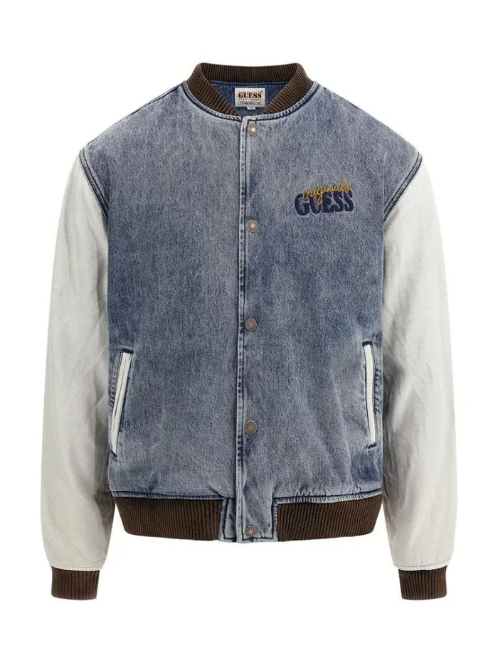 Men Denim Bomber Jacket Blue Guess Coats And Jackets