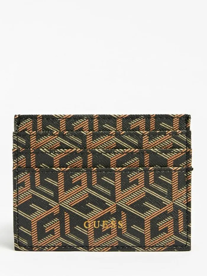 Men Ederlo Card Case Brown Multi Guess Wallets