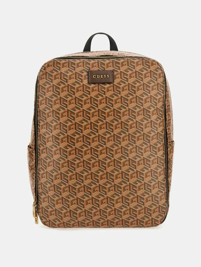 Men Ederlo G Cube Logo Backpack Brown Multi Guess Backpacks And Bum Bags