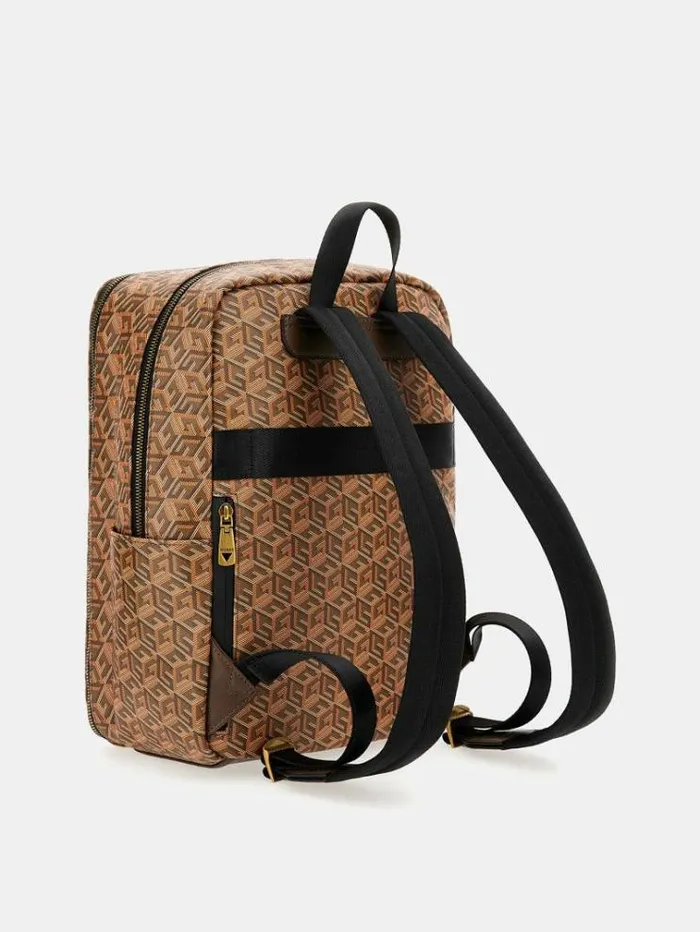 Men Ederlo G Cube Logo Backpack Brown Multi Guess Backpacks And Bum Bags