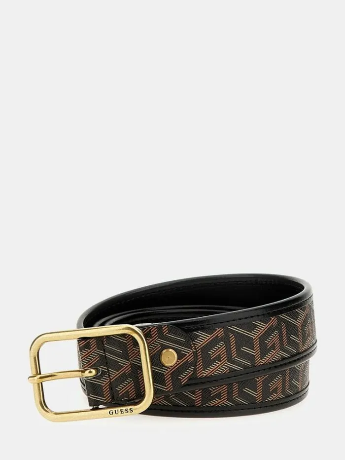Men Ederlo G Cube Logo Belt Brown Multi Guess Belts