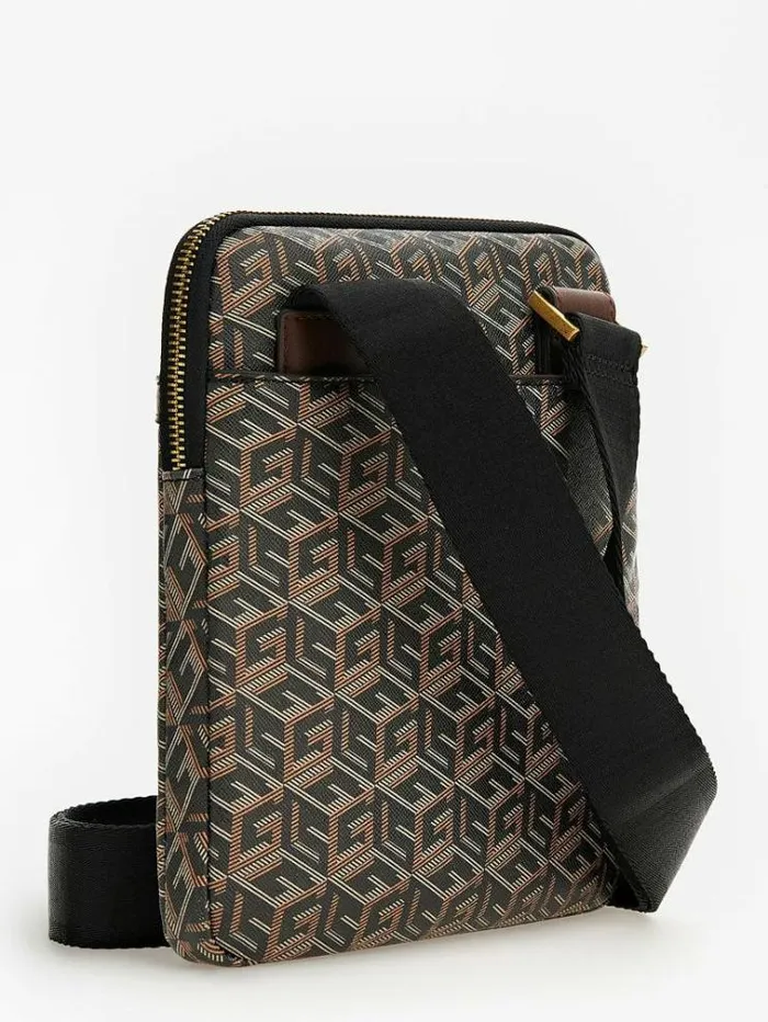 Men Ederlo G Cube Logo Crossbody Bag Black Guess City Bags