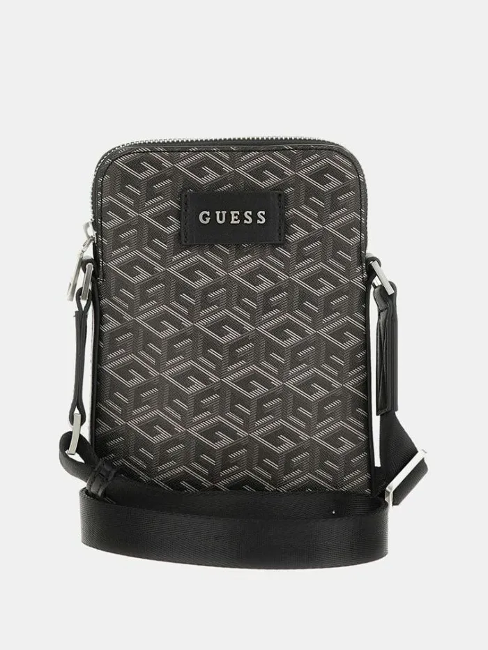 Men Ederlo G Cube Logo Crossbody Dark Grey Guess City Bags