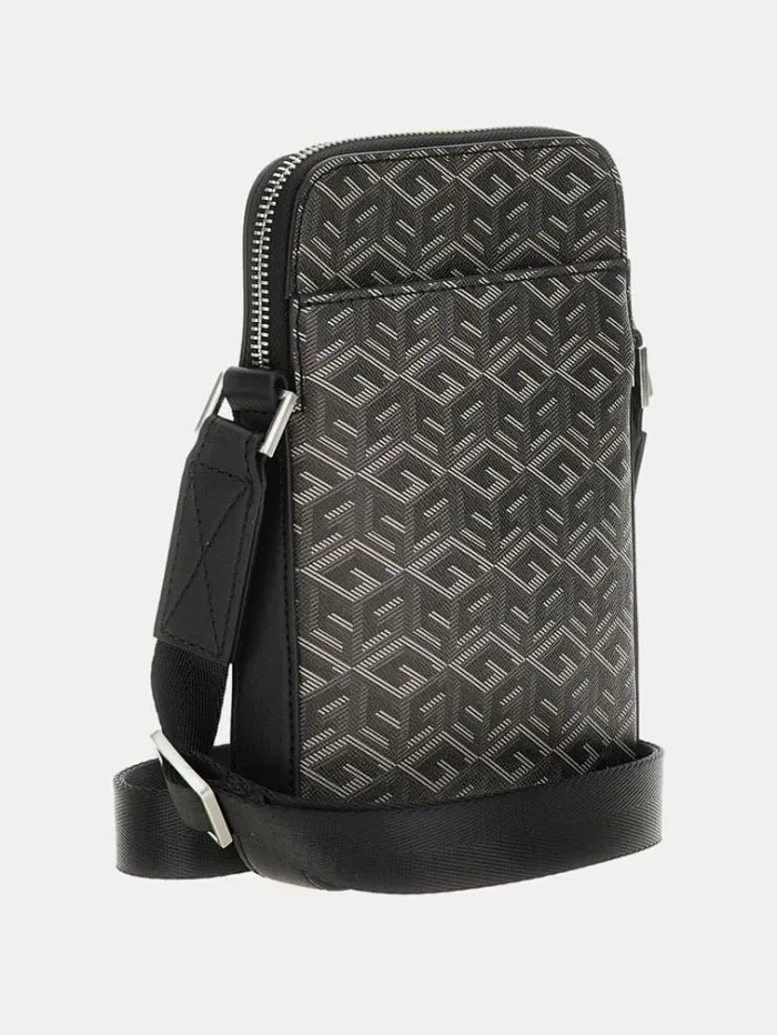 Men Ederlo G Cube Logo Crossbody Dark Grey Guess City Bags