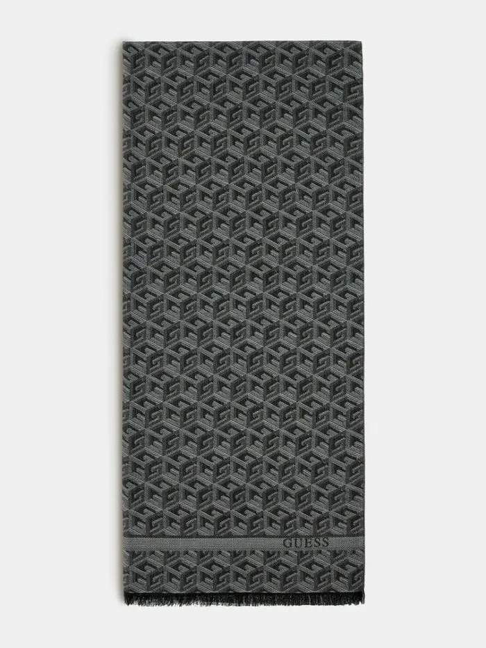 Men Ederlo G Cube Logo Scarf Grey Multi Guess Scarves Hats Gloves