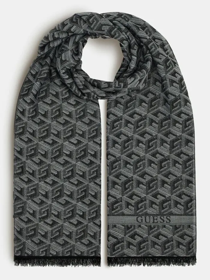 Men Ederlo G Cube Logo Scarf Grey Multi Guess Scarves Hats Gloves