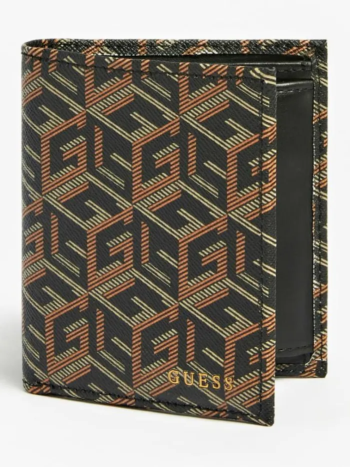 Men Ederlo G Cube Logo Wallet Brown Multi Guess Wallets