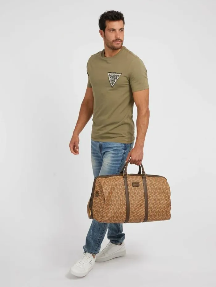 Men Ederlo G Cube Logo Weekender Bag Brown Multi Guess Travel Bags