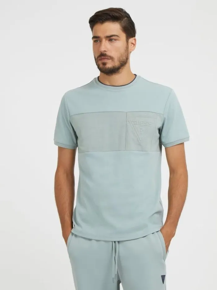 Men Embossed Triangle Logo Tshirt Grey Guess Activewear