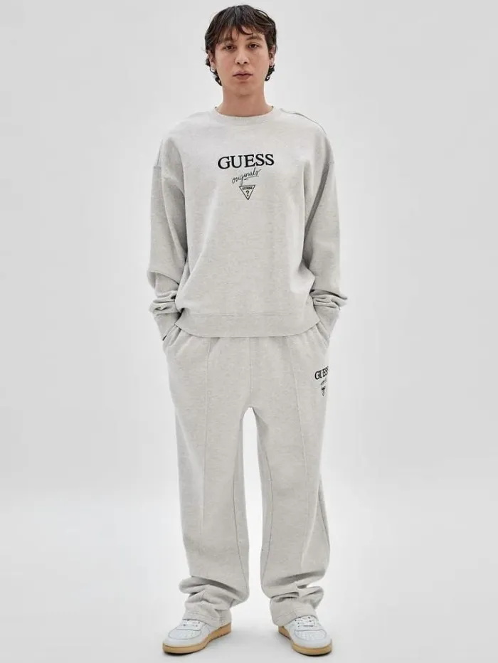Men Embroidered Logo Jogger Grey Guess Trousers
