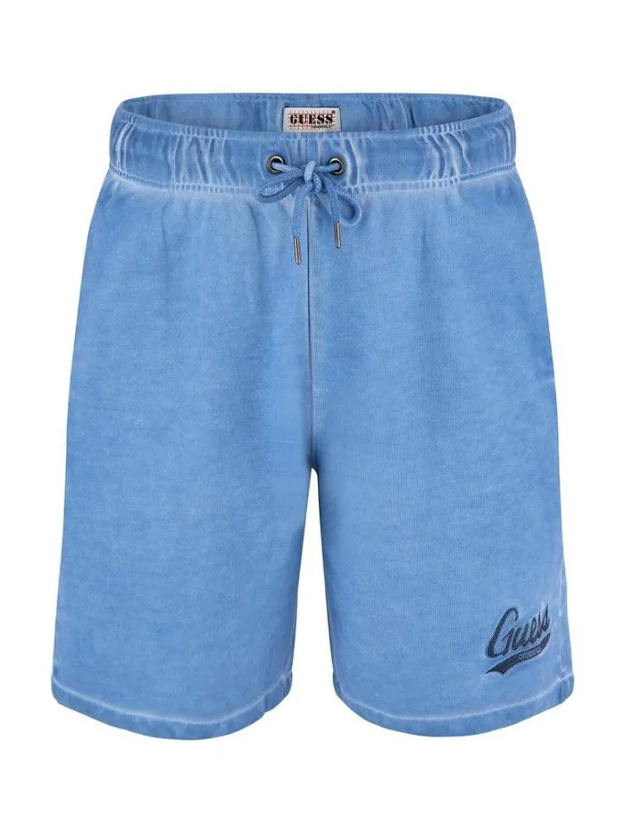 Men Embroidered Logo Shorts Light Blue Guess Trousers