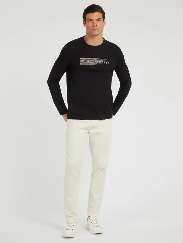 Men Embroidered Logo Tshirt Black Guess Tshirts And Polo Shirts