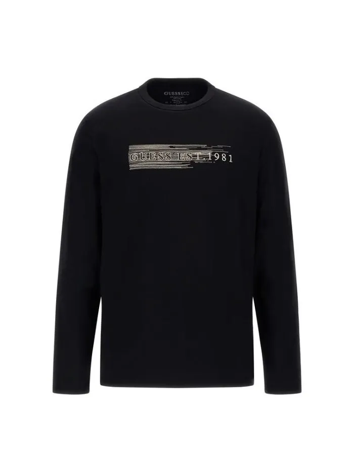 Men Embroidered Logo Tshirt Black Guess Tshirts And Polo Shirts