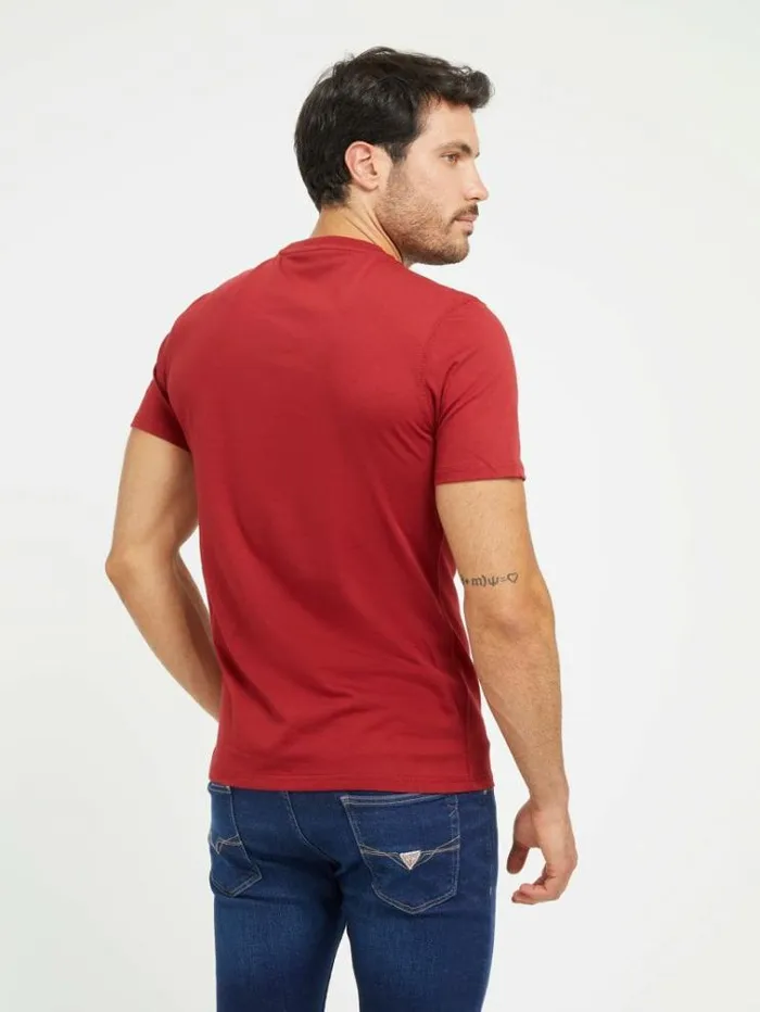 Men Embroidered Logo Tshirt Burgundy Guess Tshirts And Polo Shirts