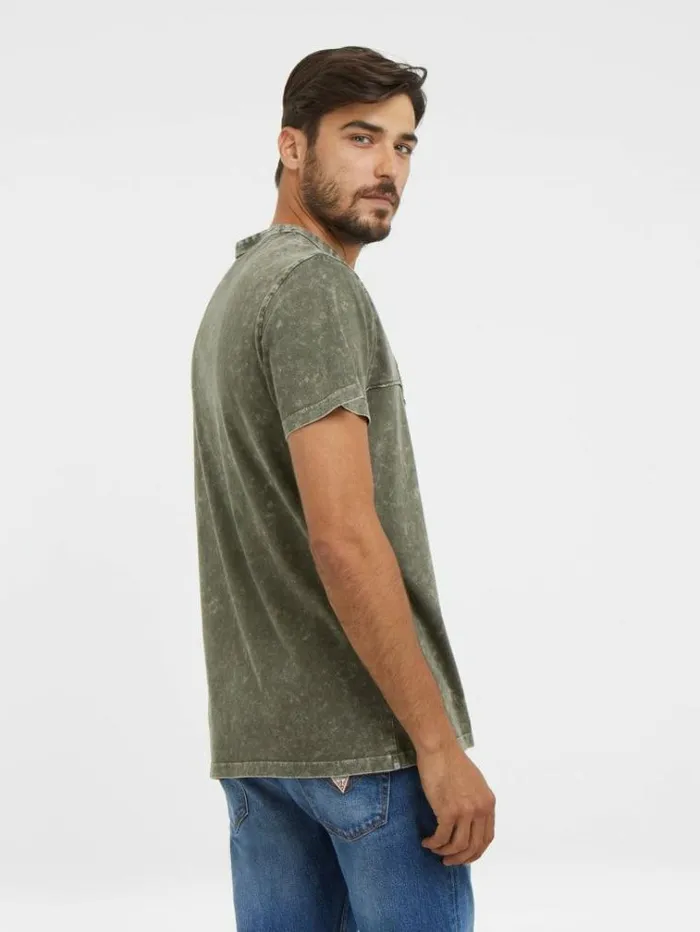 Men Embroidered Logo Tshirt Green Guess Tshirts And Polo Shirts