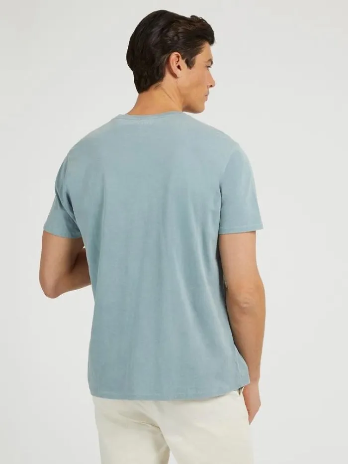 Men Embroidered Logo Tshirt Light Blue Guess Tshirts And Polo Shirts