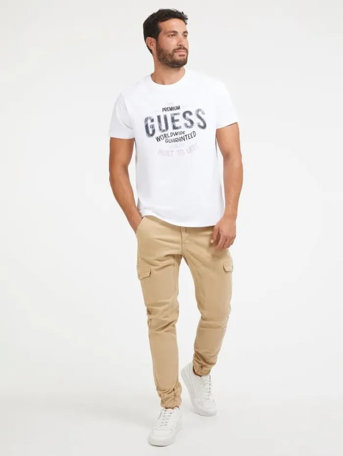 Men Embroidered Logo Tshirt White Guess Tshirts And Polo Shirts