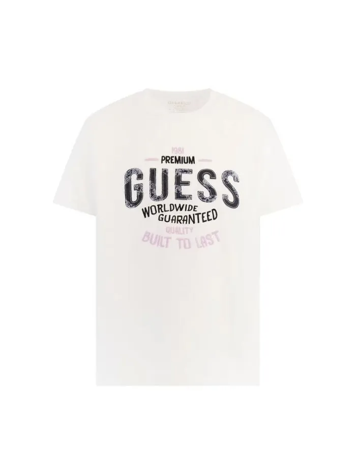 Men Embroidered Logo Tshirt White Guess Tshirts And Polo Shirts