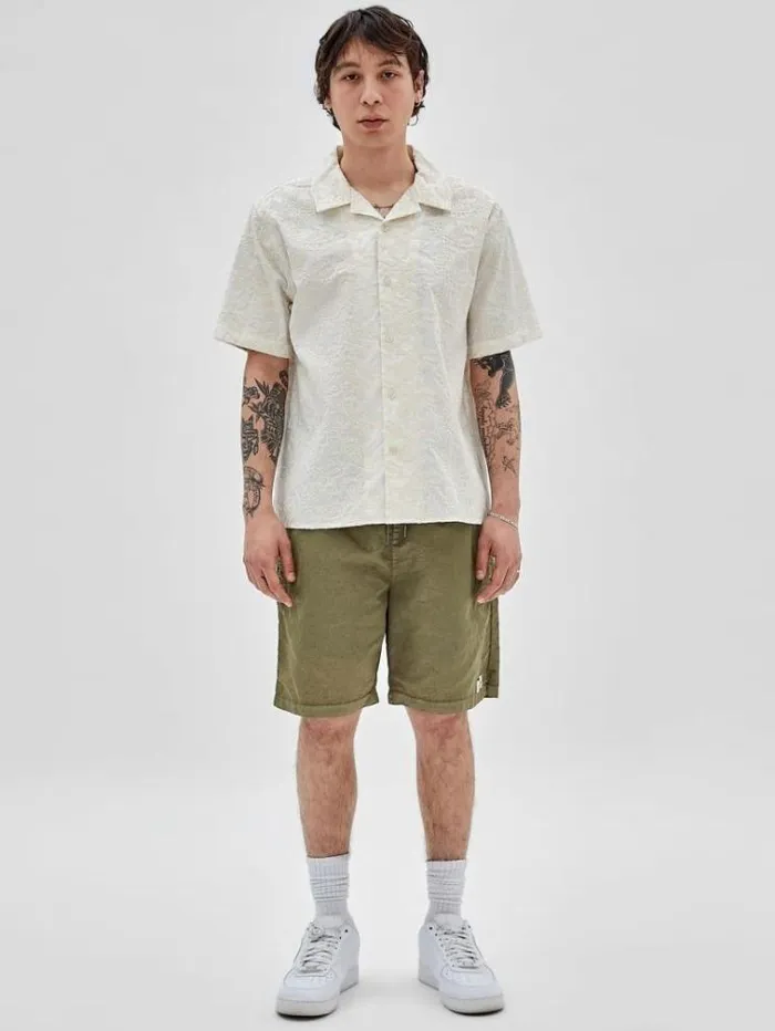 Men Embroidered Paisley Shirt Cream Guess Shirts