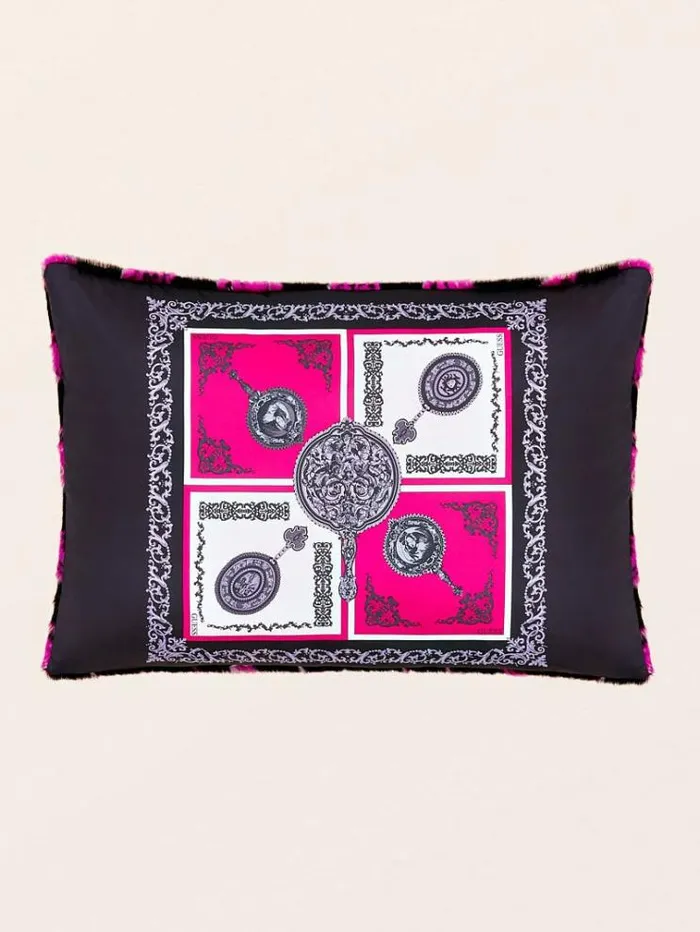 Men Faux Fur Rectangular Cushion Pink Guess Home Collection
