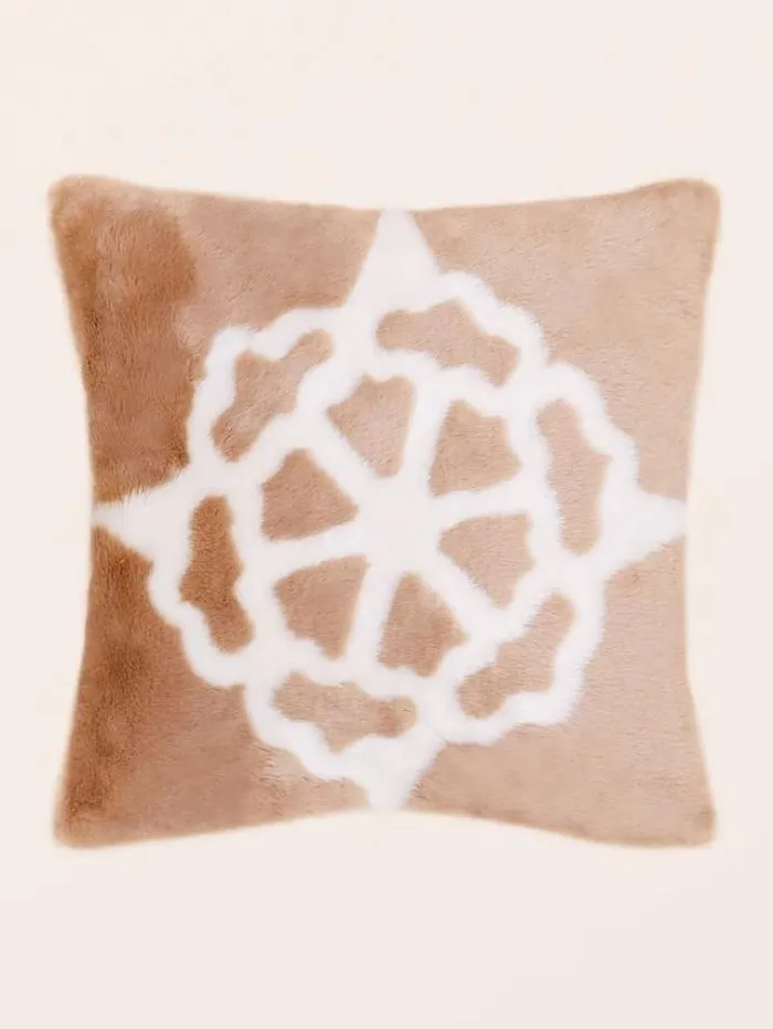 Men Faux Fur Square Cushion Beige Guess Home Collection