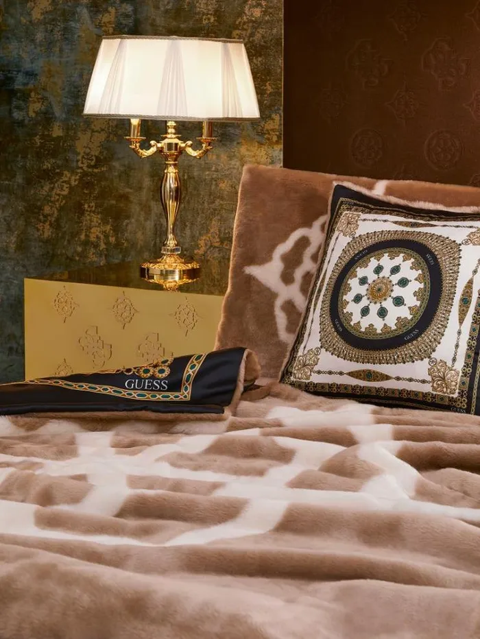 Men Faux Fur Square Cushion Beige Guess Home Collection