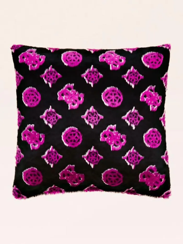 Men Faux Fur Square Cushion Fuchsia Guess Home Collection