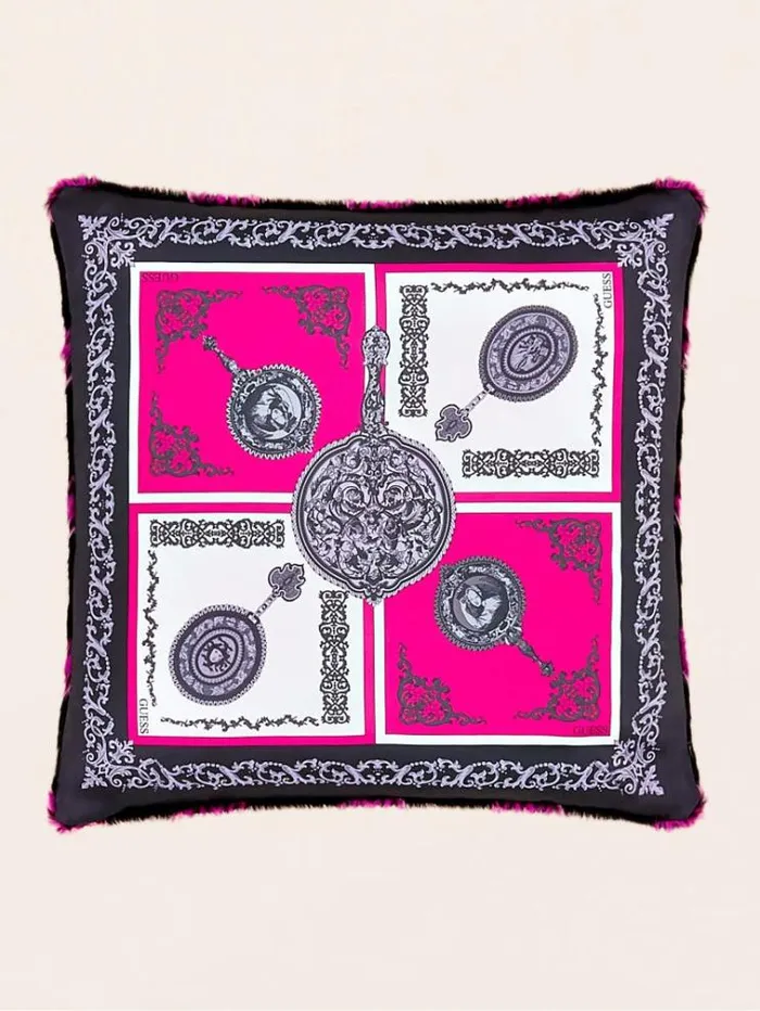 Men Faux Fur Square Cushion Fuchsia Guess Home Collection