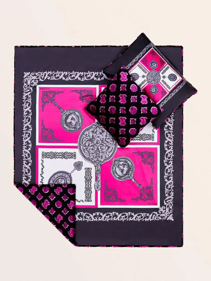 Men Faux Fur Square Cushion Fuchsia Guess Home Collection