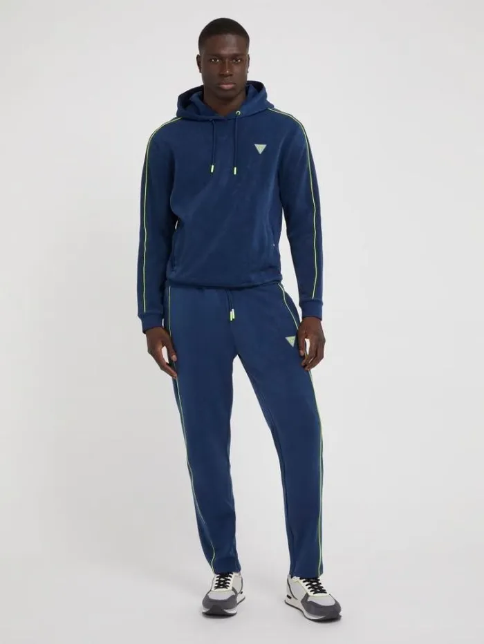 Men Faux Suede Sweatshirt Blue Guess Knitwear And Sweatshirts