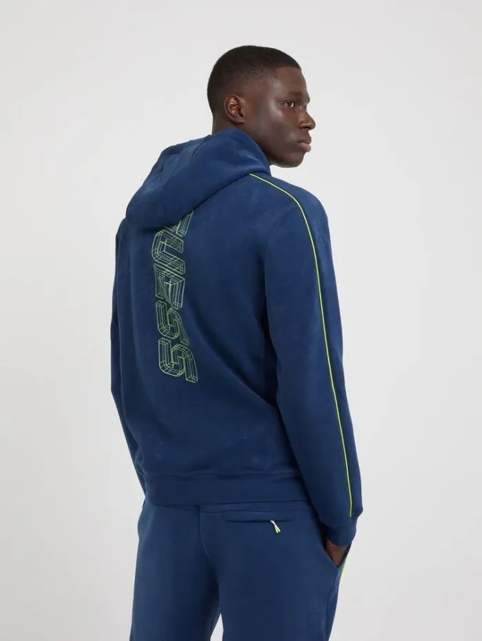 Men Faux Suede Sweatshirt Blue Guess Knitwear And Sweatshirts