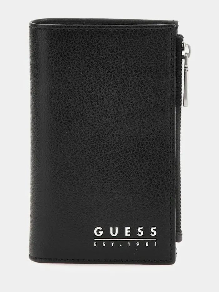 Men Fidenza Genuine Leather Wallet Black Guess Wallets