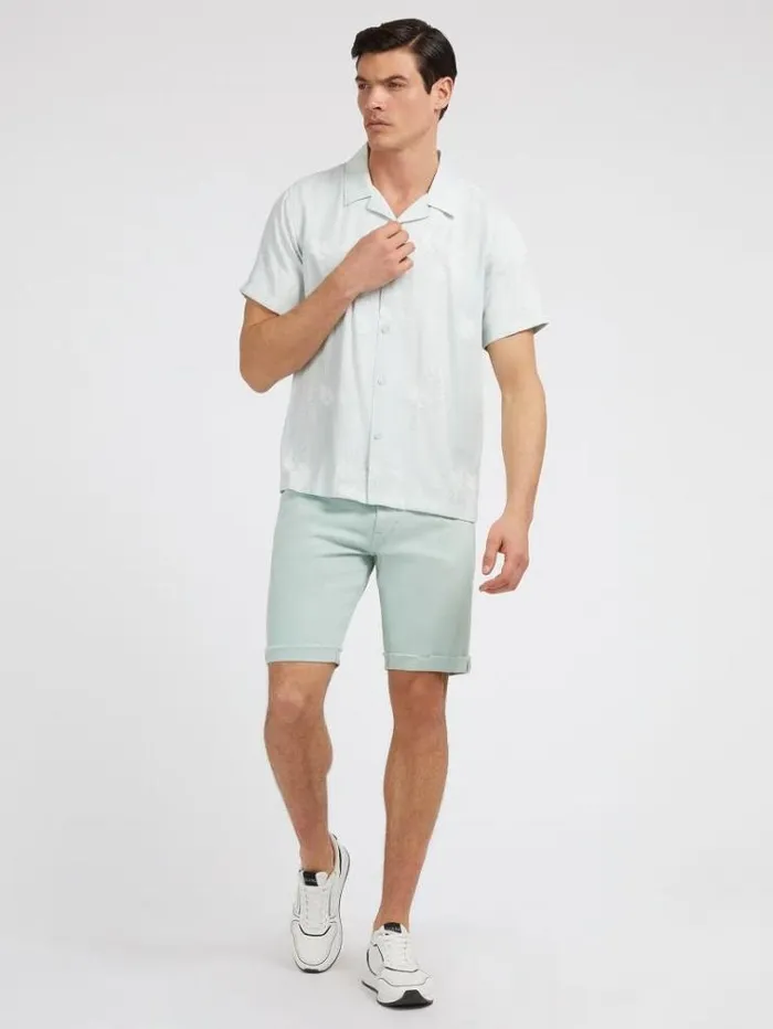 Men Floral Jacquard Shirt Light Green Guess Shirts