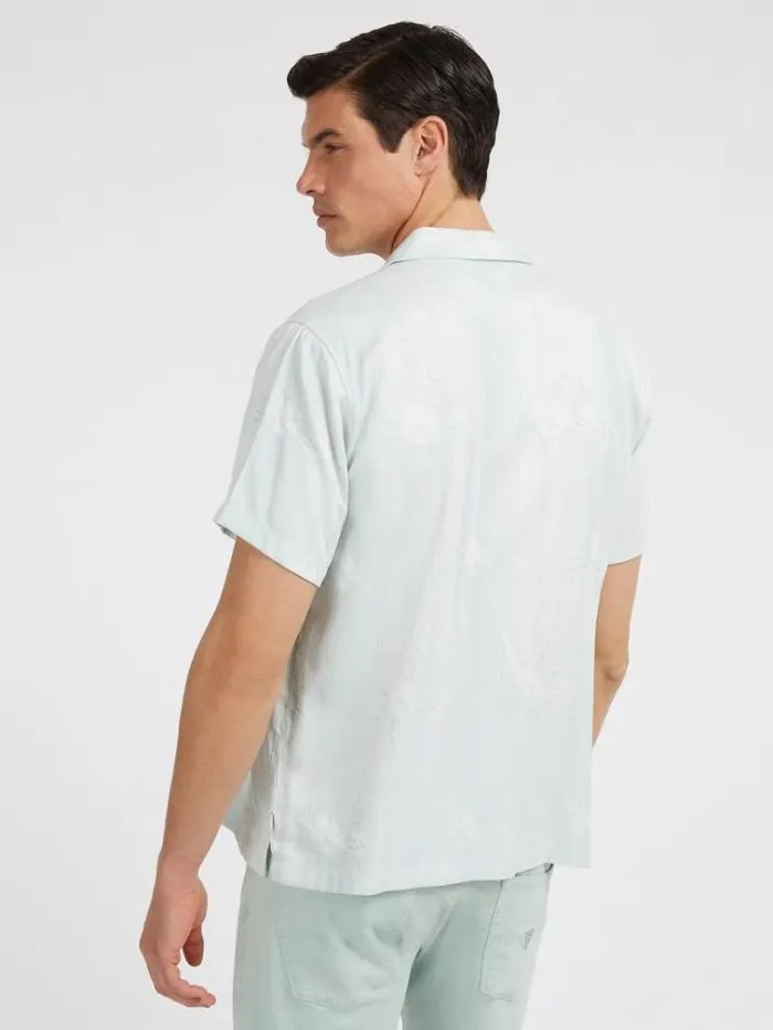 Men Floral Jacquard Shirt Light Green Guess Shirts