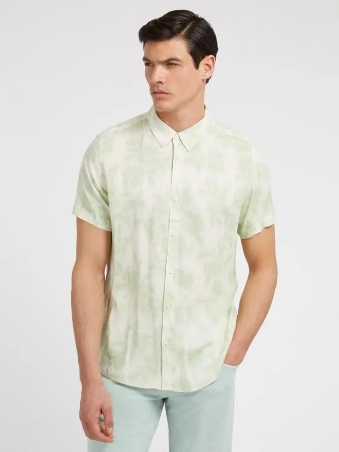 Men Floral Print Shirt Green Multi Guess Shirts