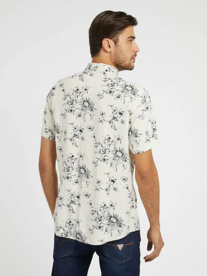 Men Floral Print Shirt White Multi Guess Shirts