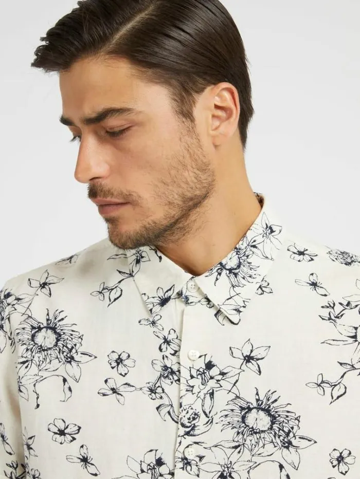 Men Floral Print Shirt White Multi Guess Shirts