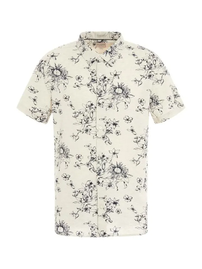 Men Floral Print Shirt White Multi Guess Shirts