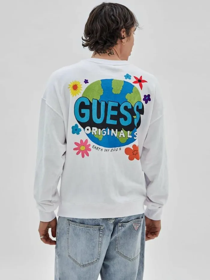 Men Front And Back Print Sweatshirt White Guess Knitwear And Sweatshirts