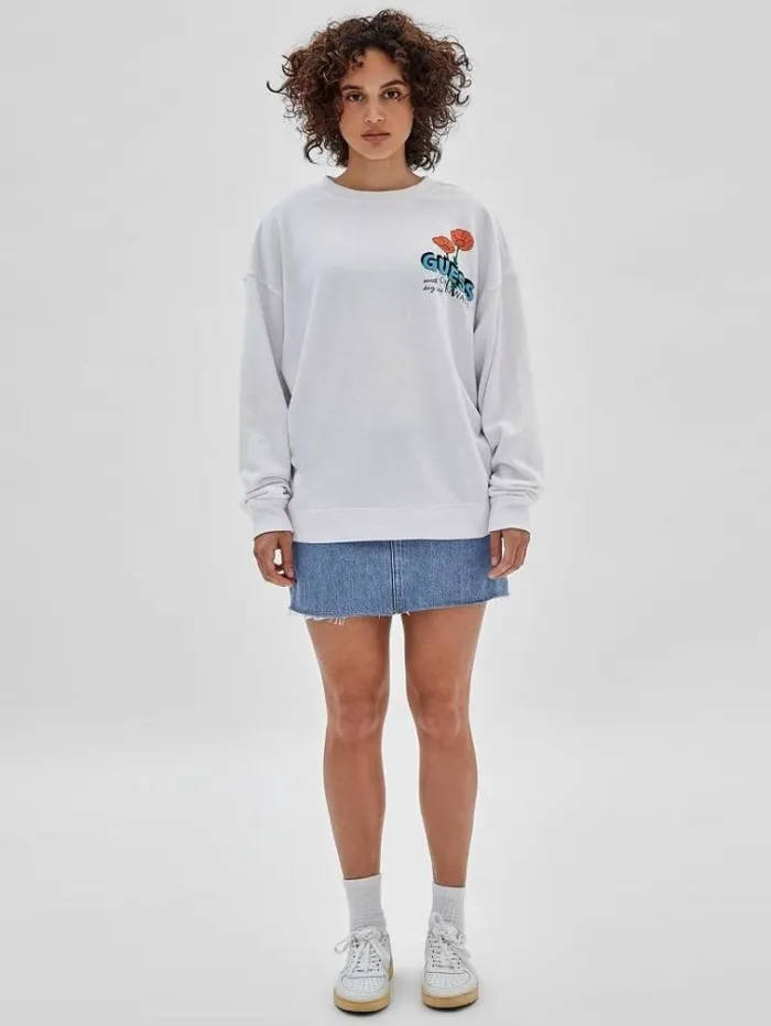Men Front And Back Print Sweatshirt White Guess Knitwear And Sweatshirts