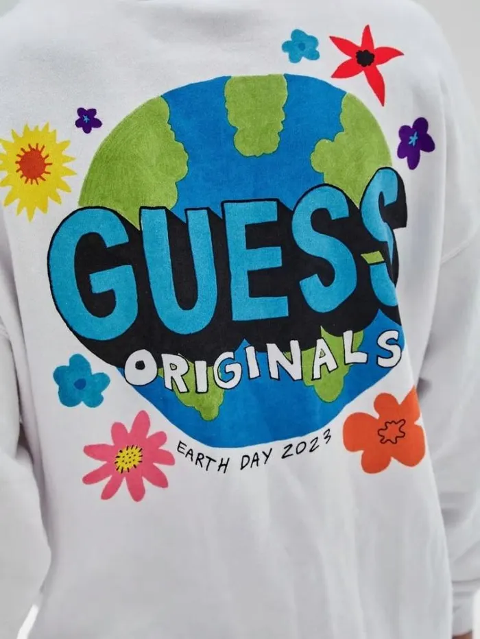 Men Front And Back Print Sweatshirt White Guess Knitwear And Sweatshirts