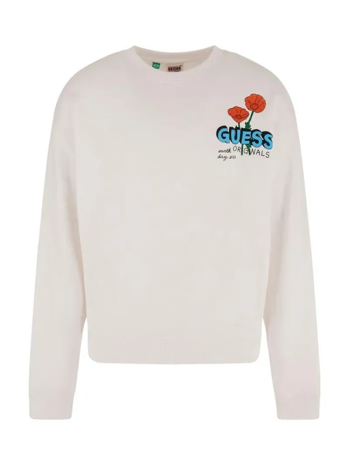 Men Front And Back Print Sweatshirt White Guess Knitwear And Sweatshirts