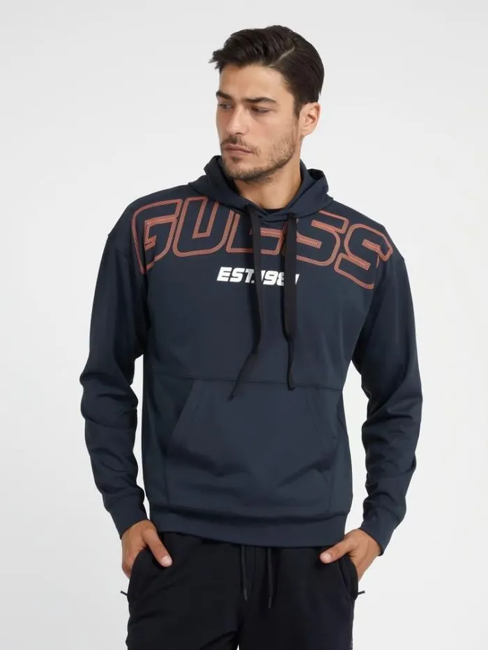 Men Front Logo Scuba Sweatshirt Black Guess Knitwear And Sweatshirts